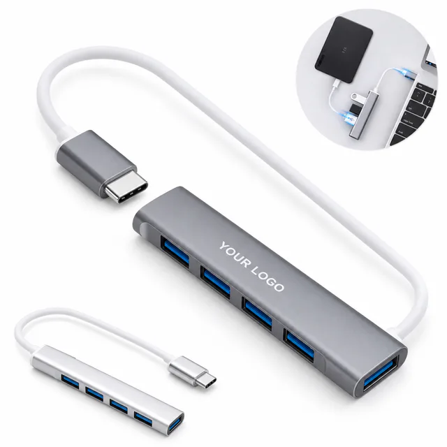 Type-C to 4-Port USB 3.0 Hub Aluminum Adapter