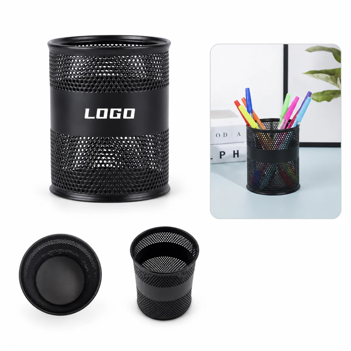 Minimalist Round Iron Pen Holder for Office Desk Organization
