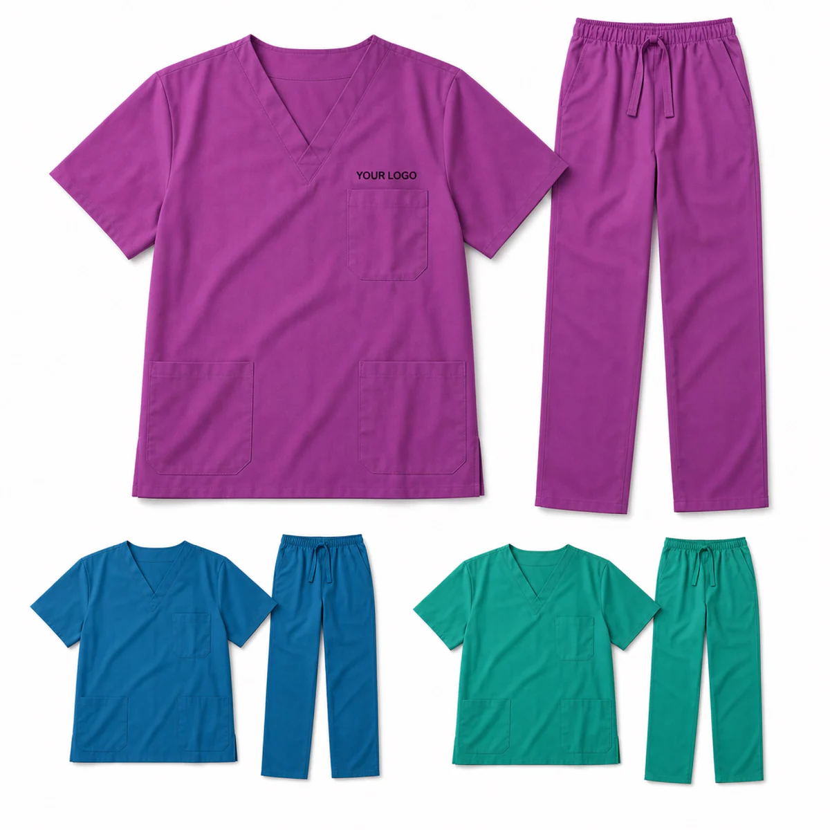 Unisex Cotton Drawstring Hospital Scrub Set