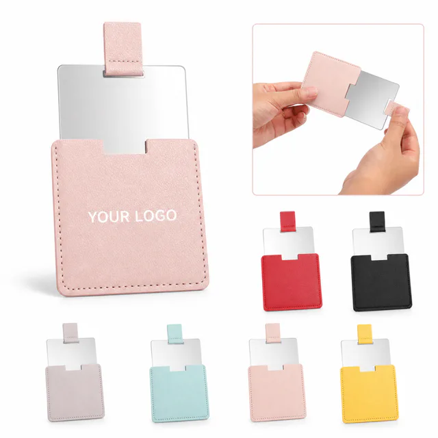 Stainless Steel Makeup Mirror With PU Leather Cover