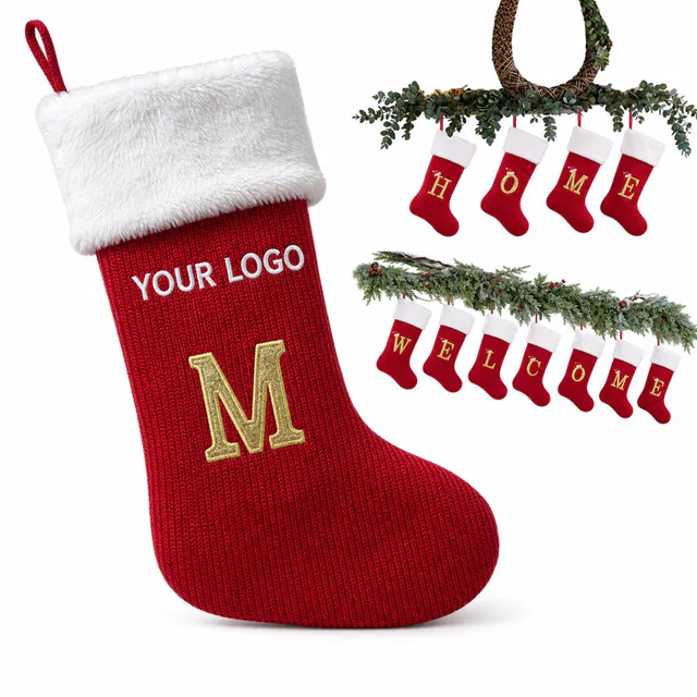 Custom Monogrammed Christmas Stockings 12 Inches Polyester Holiday Decor