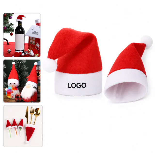 Festive Santa Hat Bottle Cover For Wine And Tableware