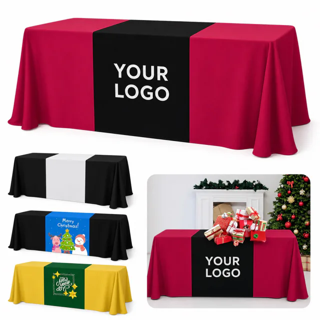 Custom Full Color Polyester Tablecloths For Trade Shows