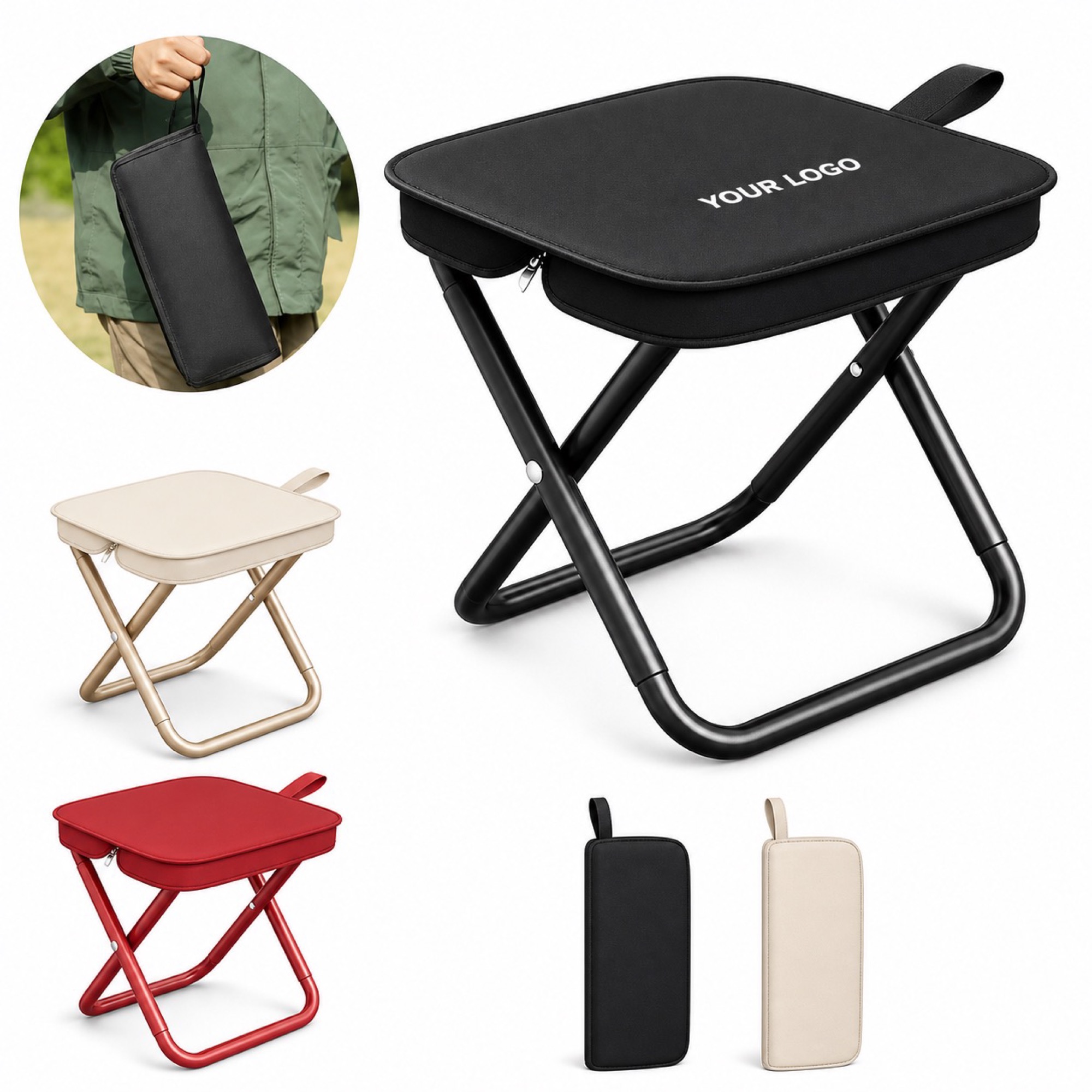 Portable Folding Stool Oxford Cloth Iron Frame