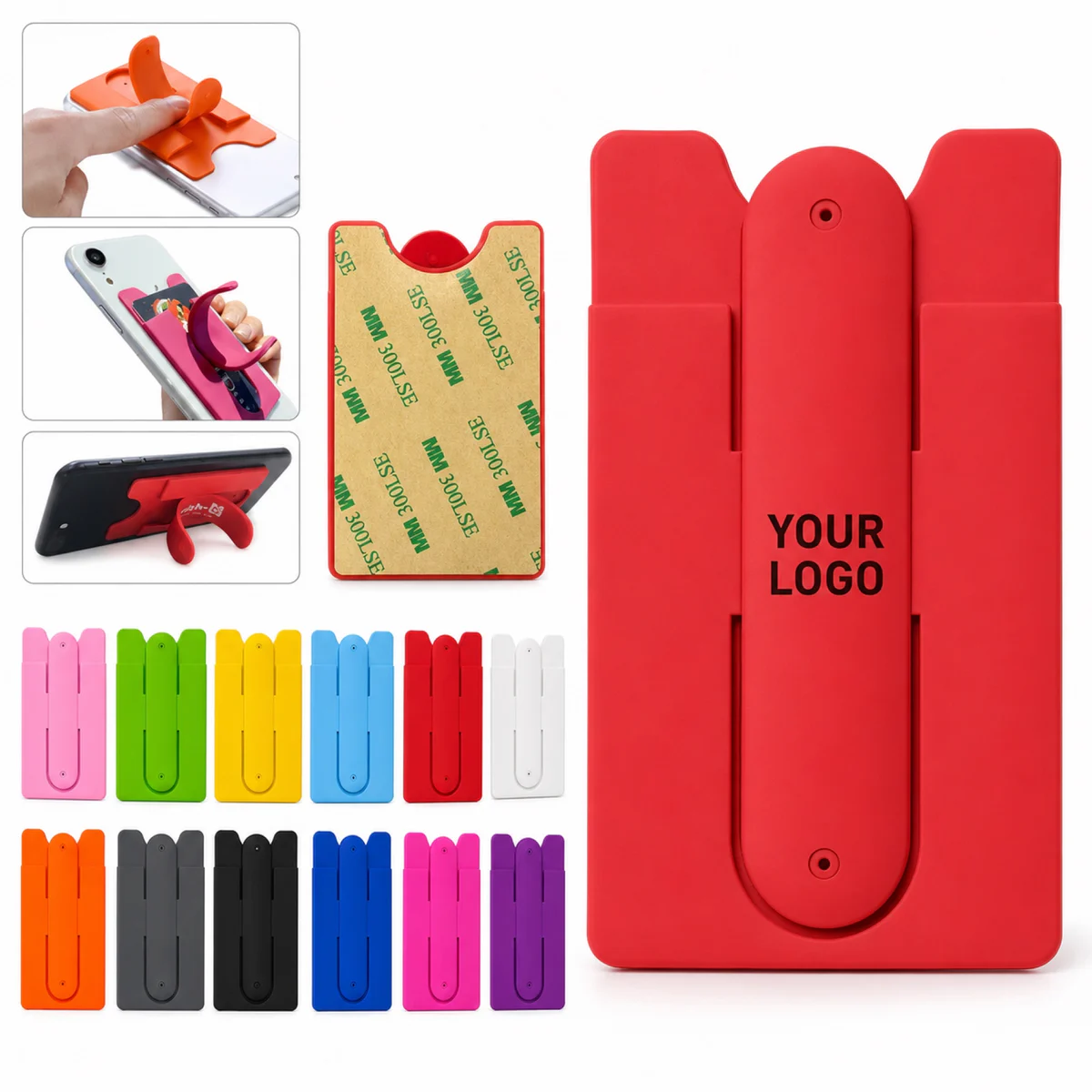 Silicone Phone Wallet Card Holder With Kickstand
