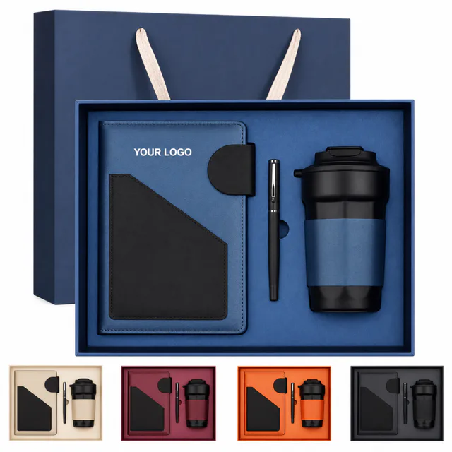 A5 PU Leather Notebook Insulated Thermos Pen Gift Set