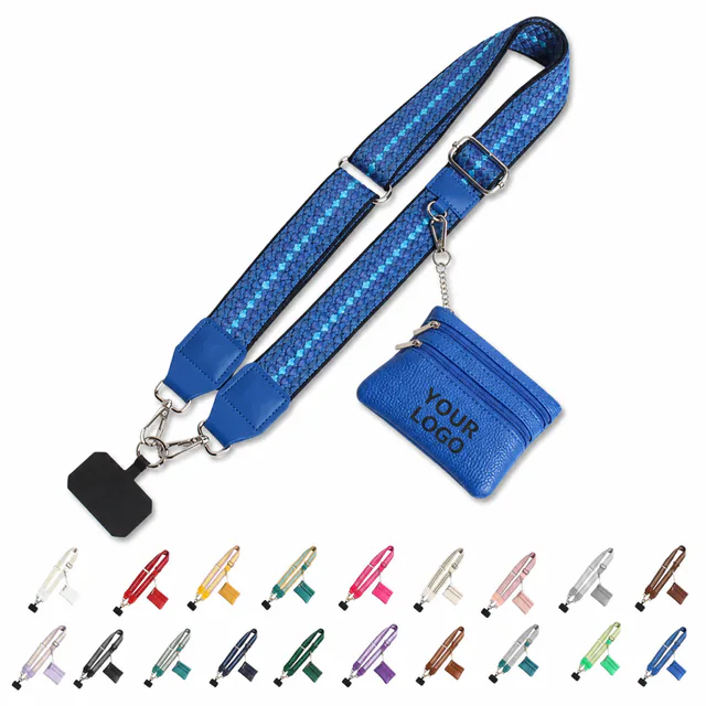 Adjustable Woven Phone Crossbody Strap With PU Leather Wallet