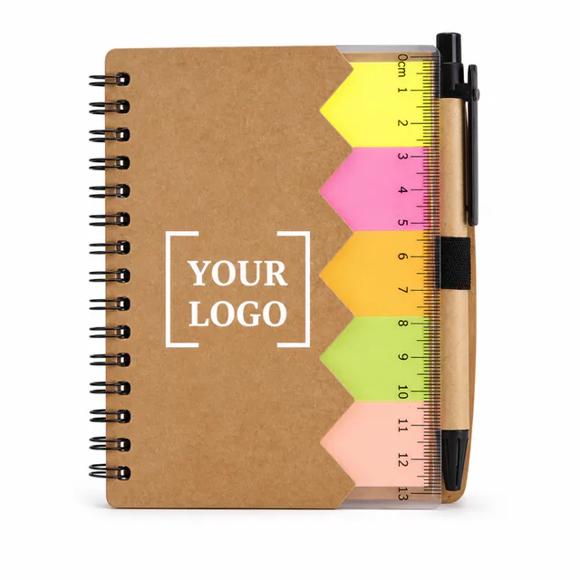 Kraft Spiral Notebook With Sticky Notes
