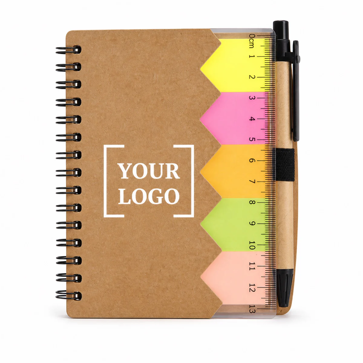 Kraft Spiral Notebook With Sticky Notes