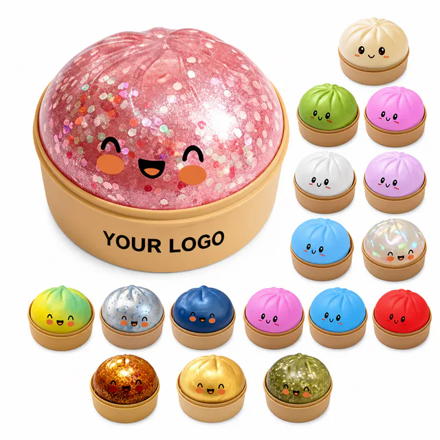 Dumpling Squishy Toy With Bamboo Steamer Box