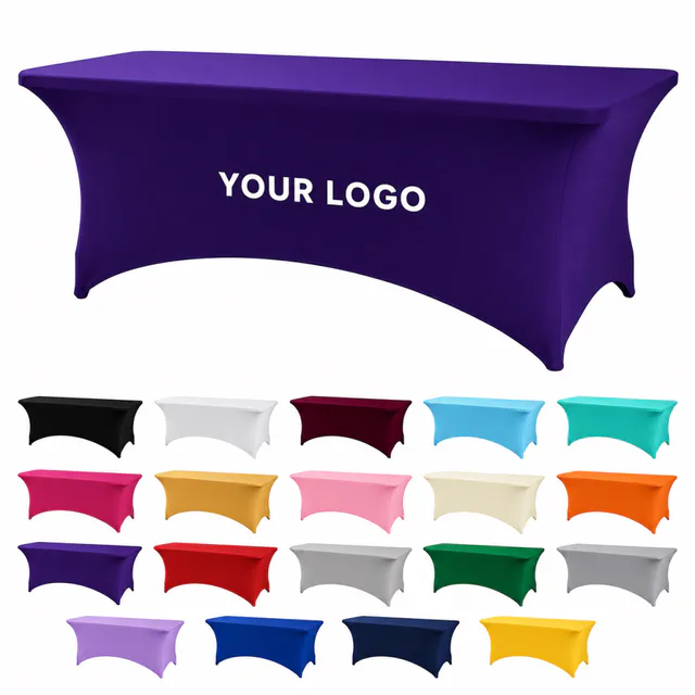 4 Ft Stretch Tablecloth For Rectangular Tables Custom Logo