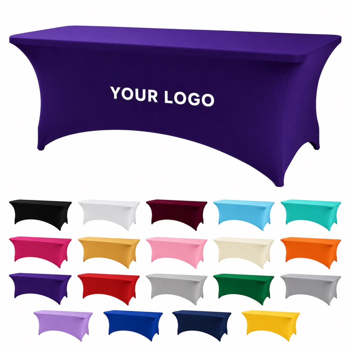 4 Ft Stretch Tablecloth For Rectangular Tables Custom Logo