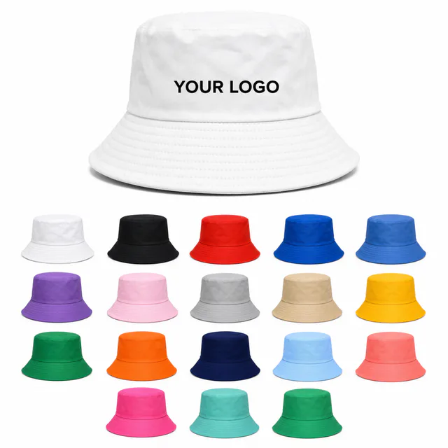 Custom Cotton Sun Bucket Hat With Wide Brim For Outdoor Activities