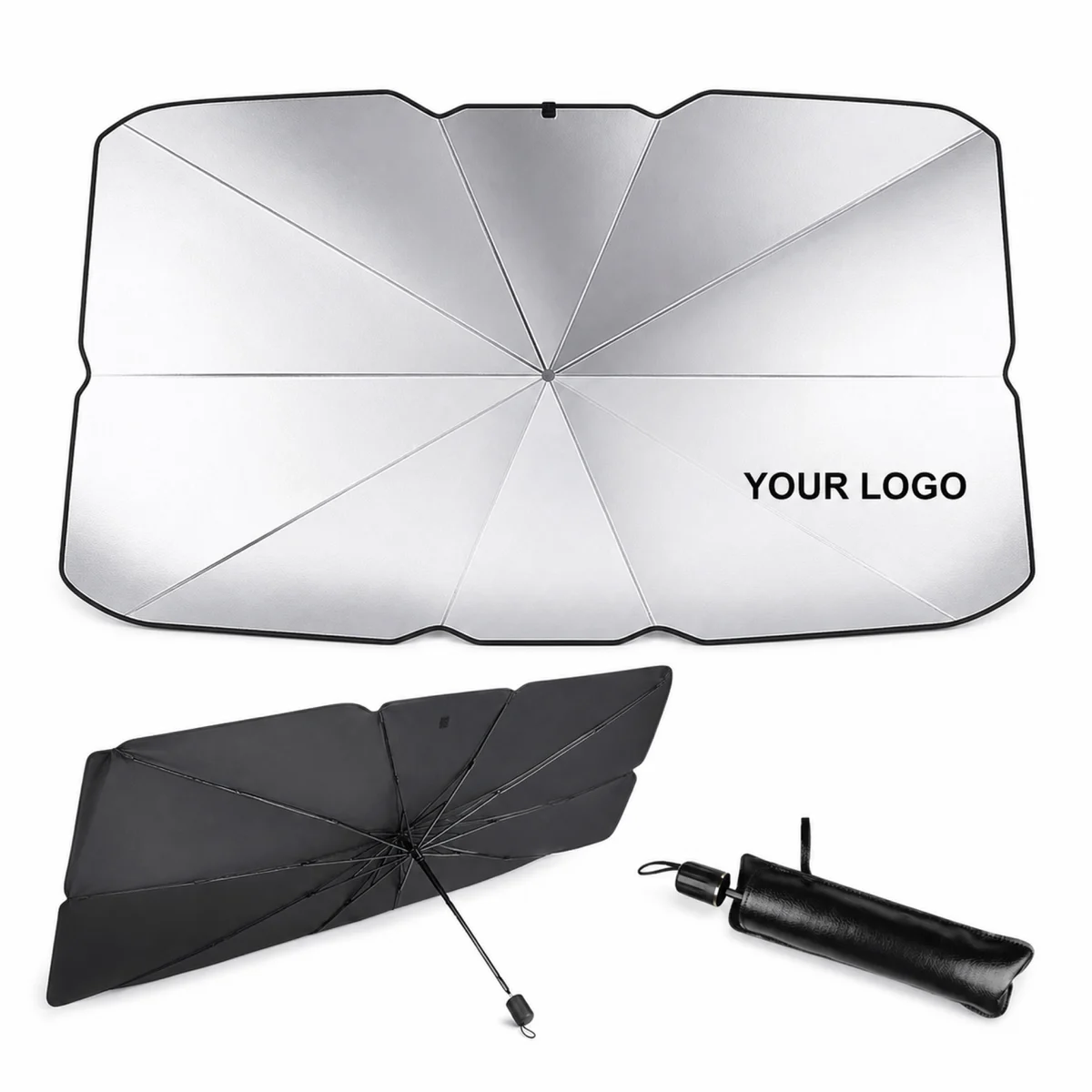 Umbrella Style Car Sunshade Silver Coated Windshield Sun Shade