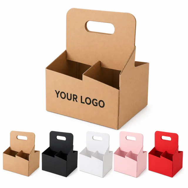 Custom Disposable Paper Cup Carrier Holder For Coffee Shops And Events