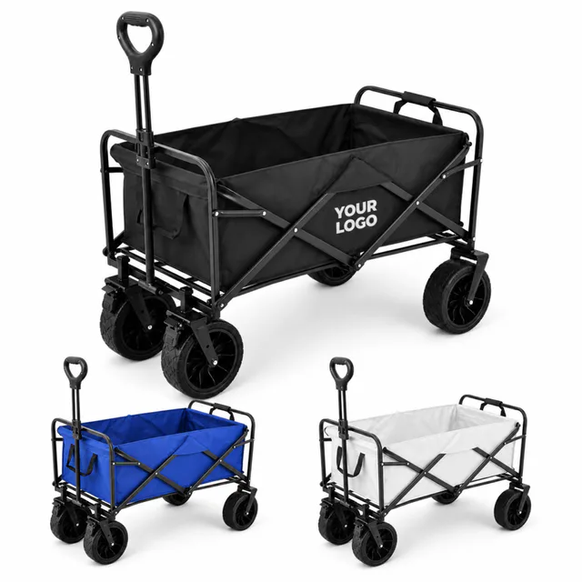 Collapsible Camping Wagon With Wide Wheels For Outdoor Transport
