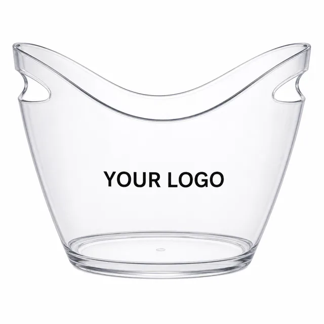 8 Liter Clear PS Plastic Ice Bucket For Parties And Events