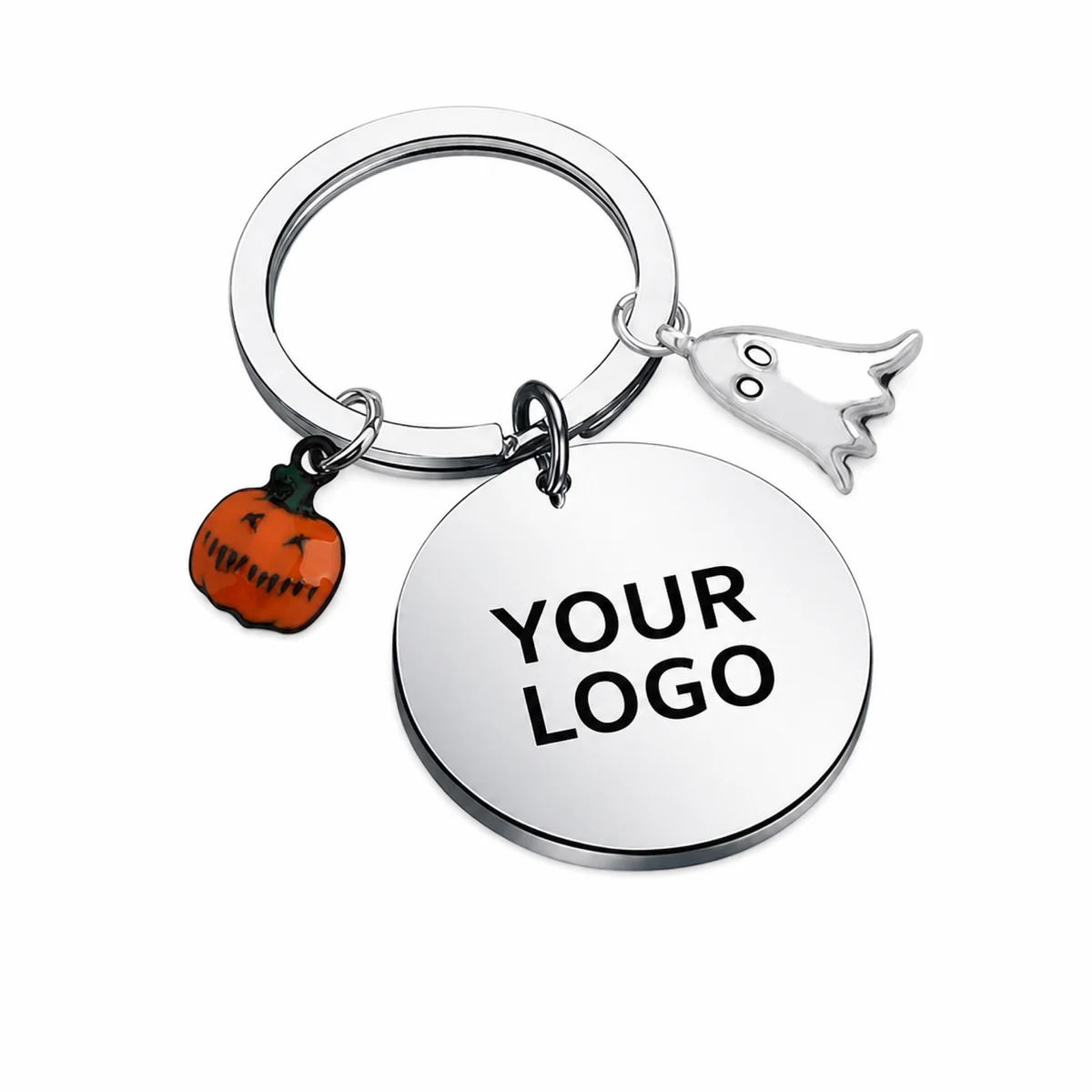 Custom Halloween Pumpkin Ghost Keychain Stainless Steel Promotional Gift