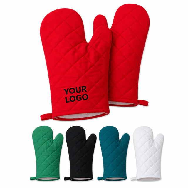 Heat Resistant Polyester Cotton Oven Mitts With Non-Slip Grip And Hanging Loop