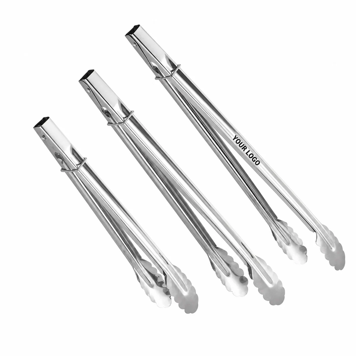 Stainless Steel BBQ Grilling Food Tongs With Locking Mechanism