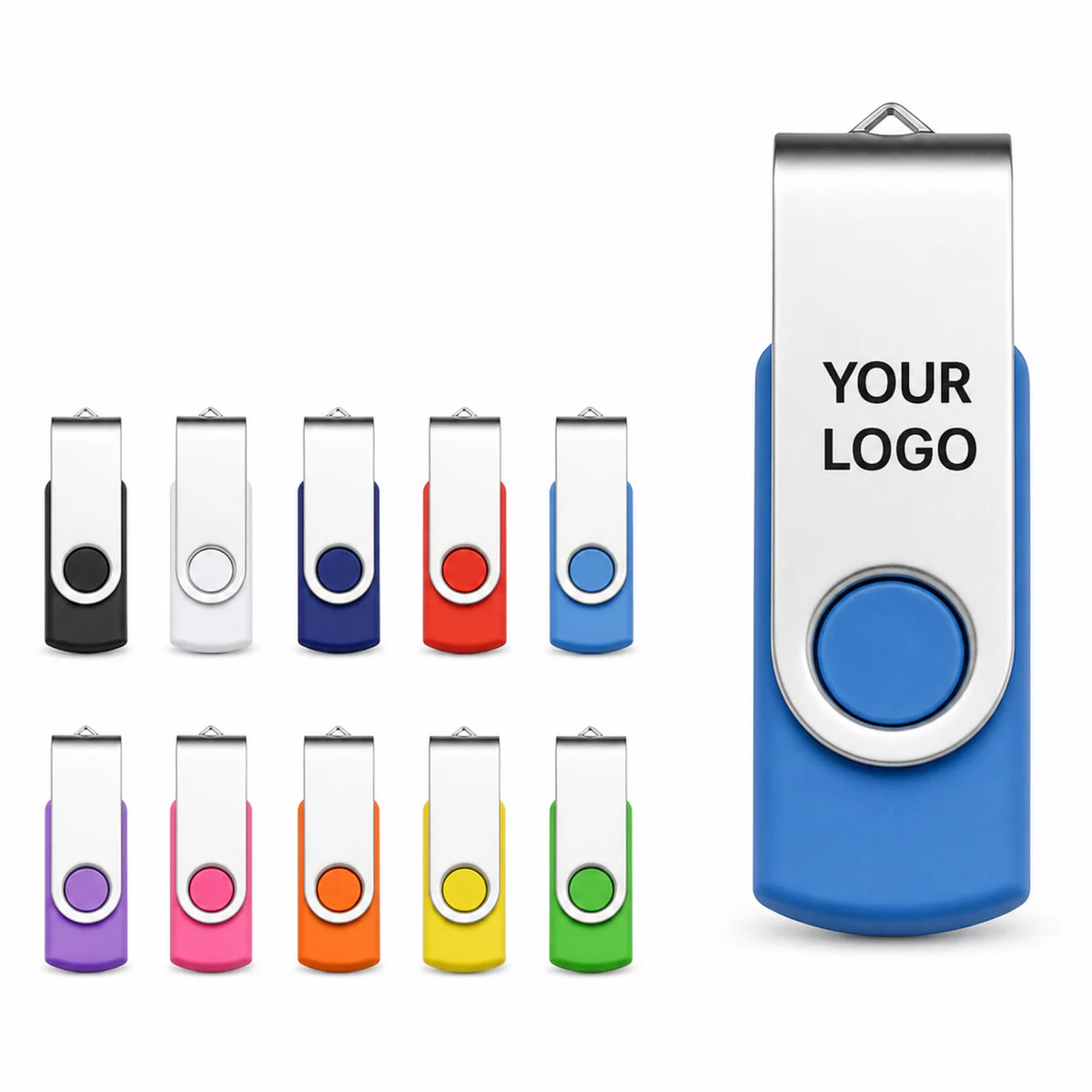 16GB Rotating USB Flash Drive With Swivel Cap Cover
