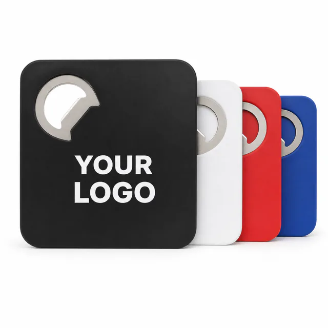Square Plastic Bottle Opener And Coaster Combo