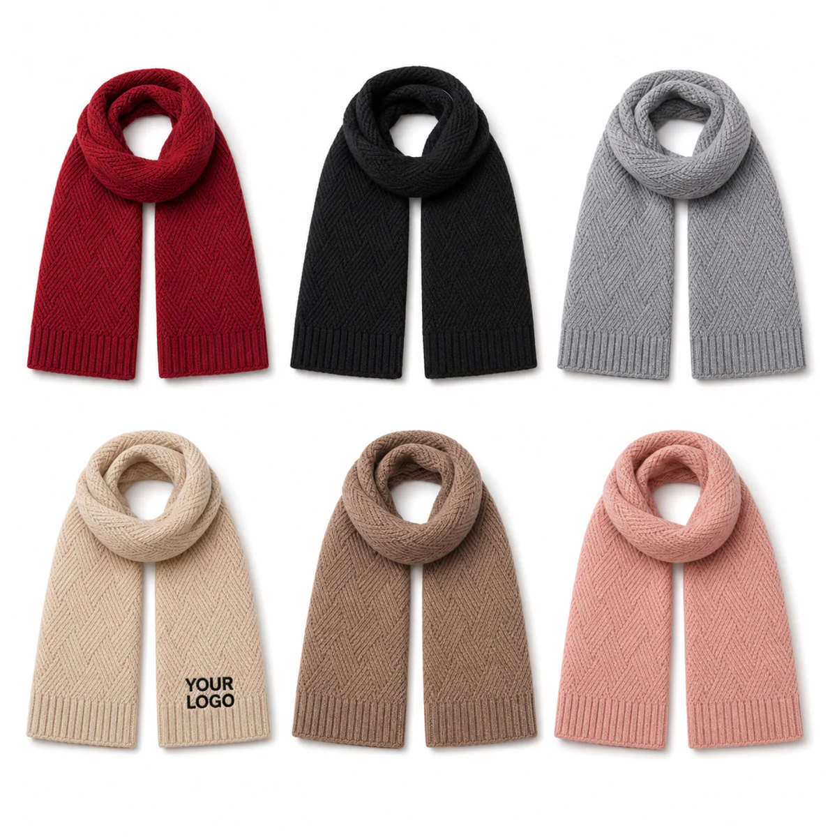 Classic Solid Color Alpaca Wool Knit Scarf