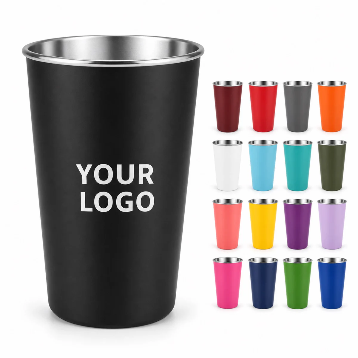 16 Oz Reusable Stainless Steel Pint Cup For Stadiums And Events