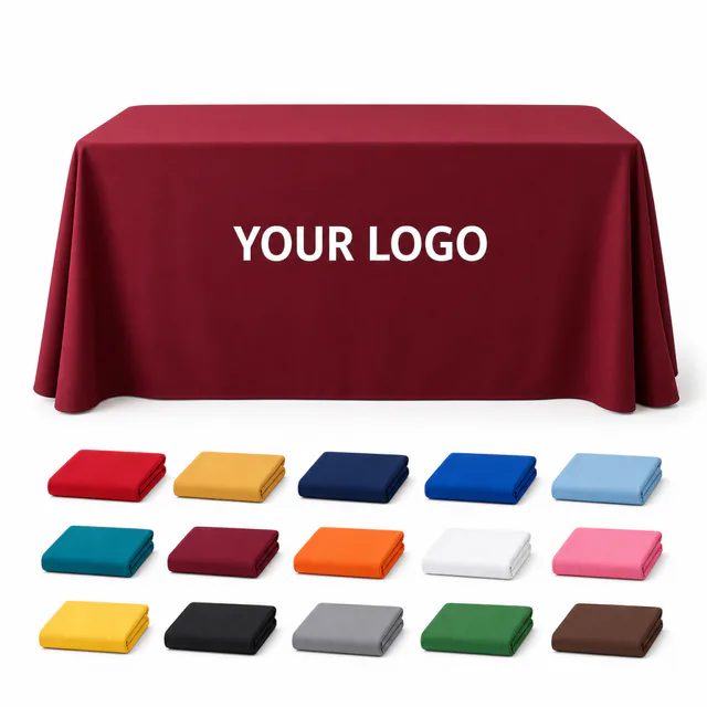 Custom 6ft Throw Style Table Cover Polyester Digital Print
