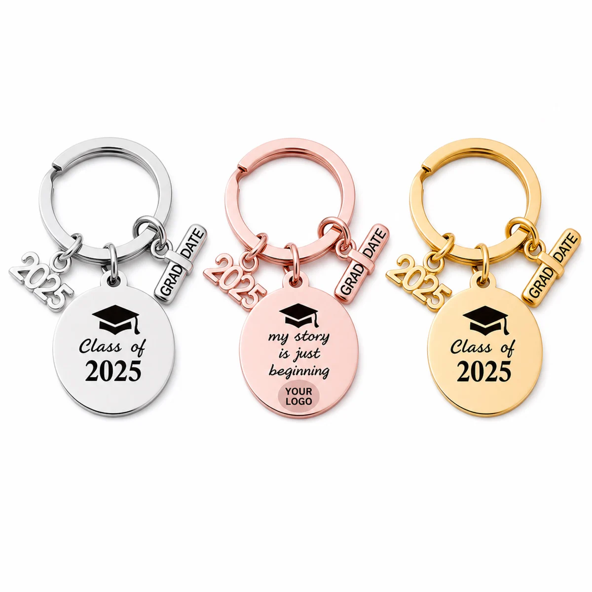 Custom Class Of 2025 Graduation Stainless Steel Keychain