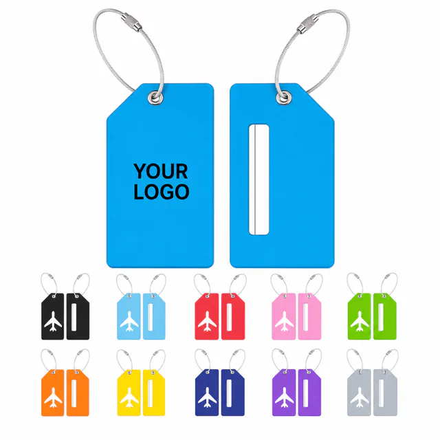 Custom Silicone Luggage Tag With Stainless Steel Loop