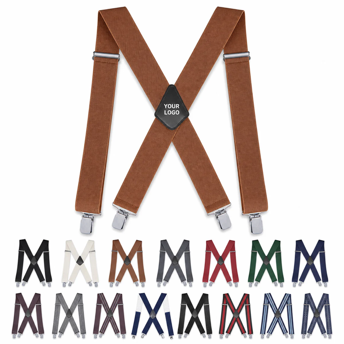 Unisex Adult X-Back Polyester Elastic Suspenders With Adjustable Straps