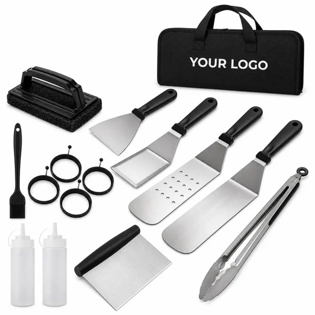 Stainless Steel 12 Piece BBQ Grilling Utensil Set With Carrying Case