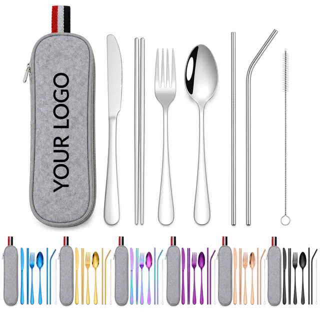Stainless Steel Reusable Cutlery Set With Portable Storage Case