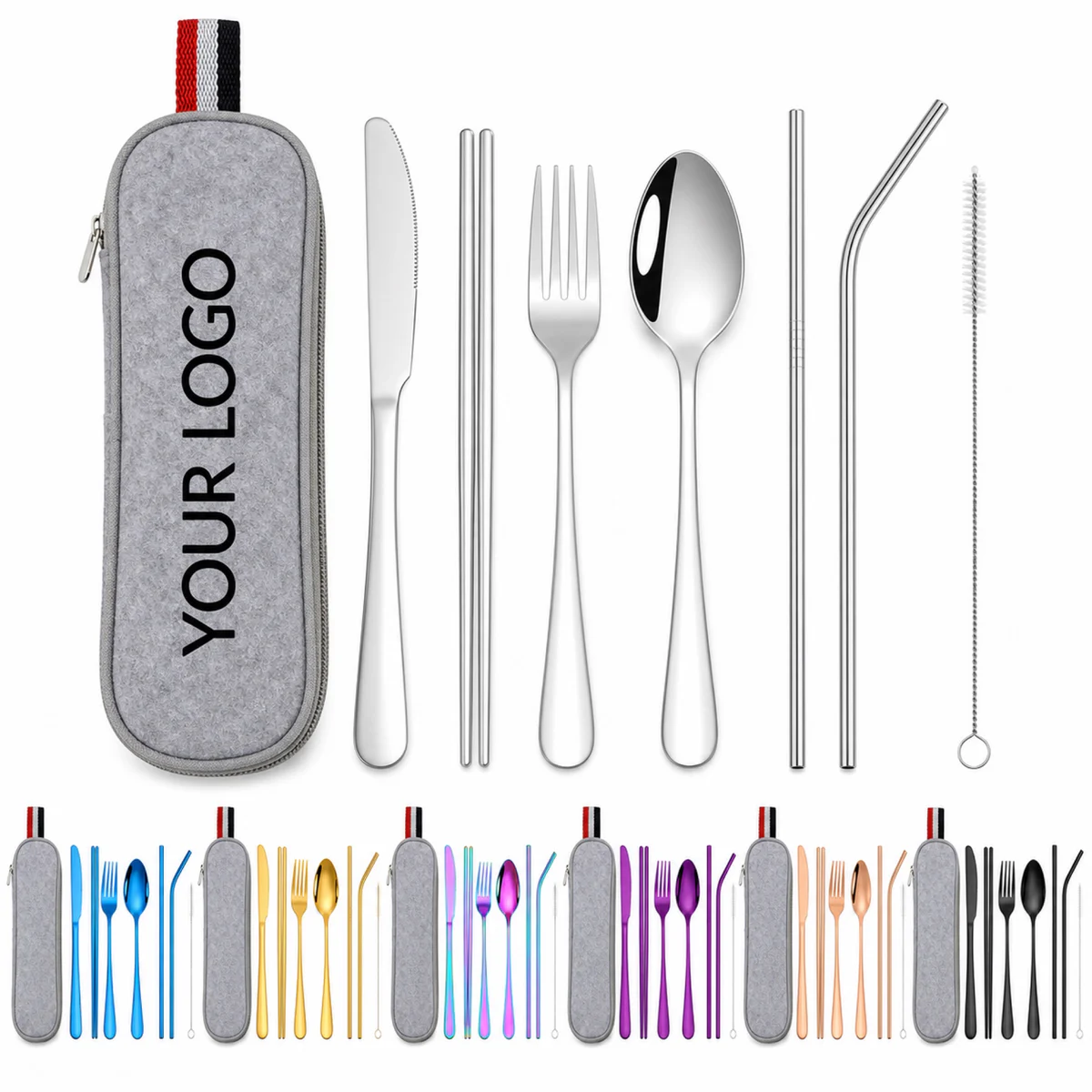 Stainless Steel Reusable Cutlery Set With Portable Storage Case