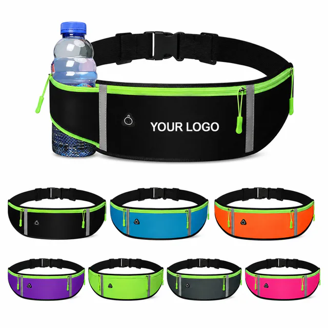 Outdoor Sports Running Waist Pack With Water Bottle Holder And Reflective Strips