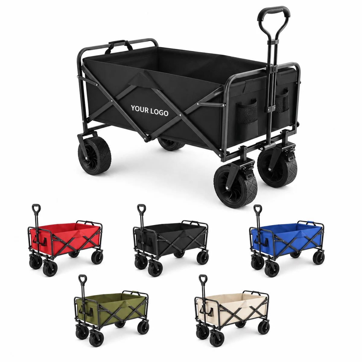 Folding Outdoor Camping Wagon With Oxford Cloth And 360 Gimbal Wheels