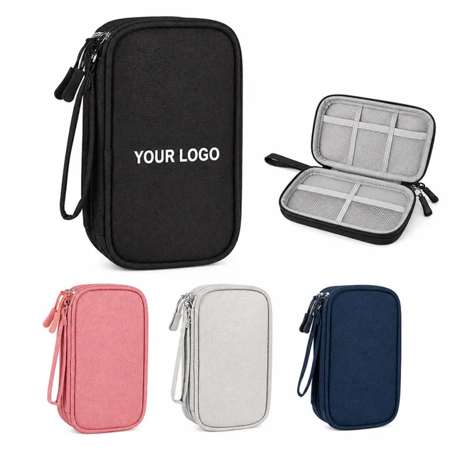 Portable Double Layer Polyester Digital Accessories Organizer Bag