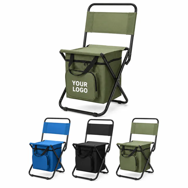 Portable Folding Chair With Cooler Bag For Outdoor Camping And Fishing