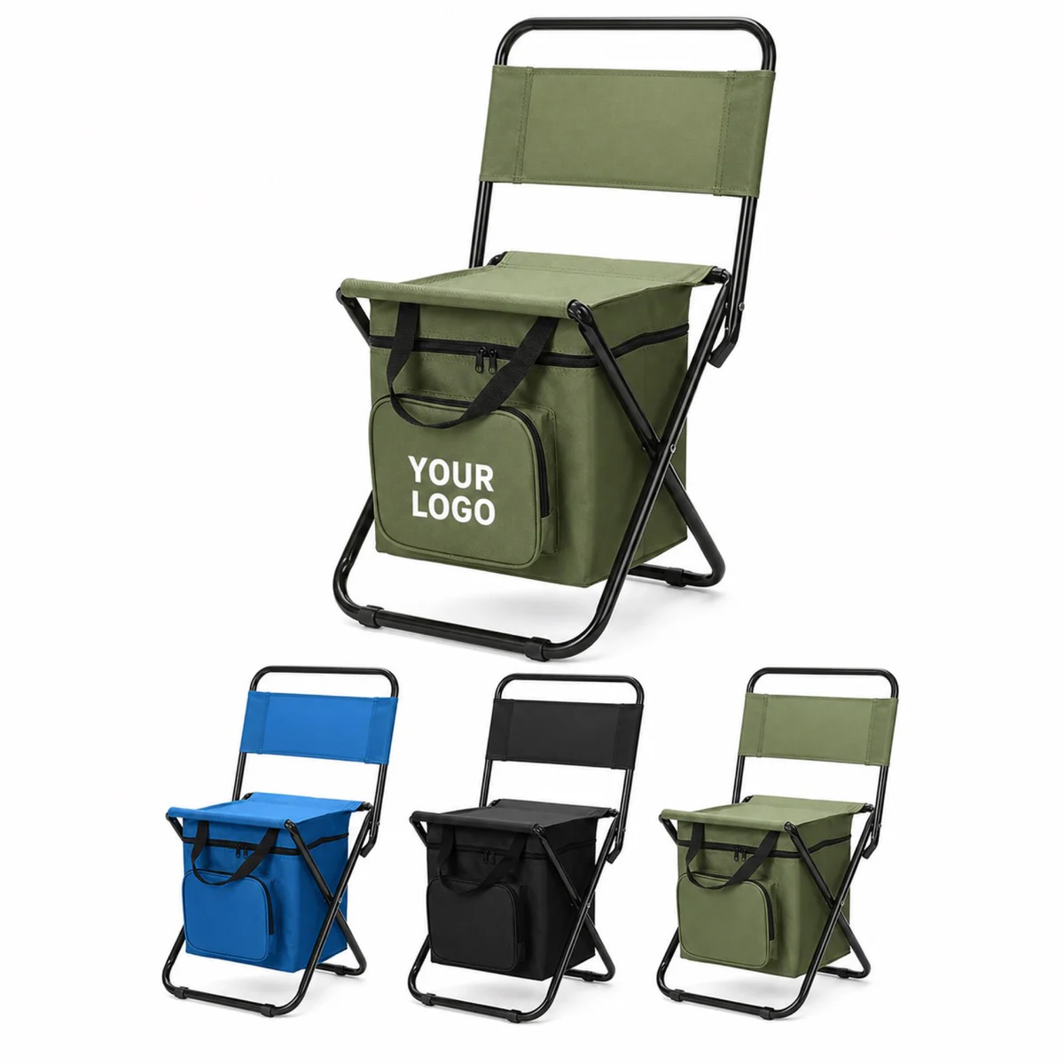 Portable Folding Chair With Cooler Bag For Outdoor Camping And Fishing