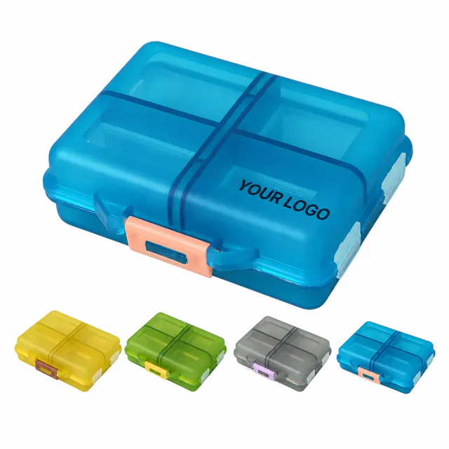 Portable 8-Slot Clear Plastic Pill Storage Case