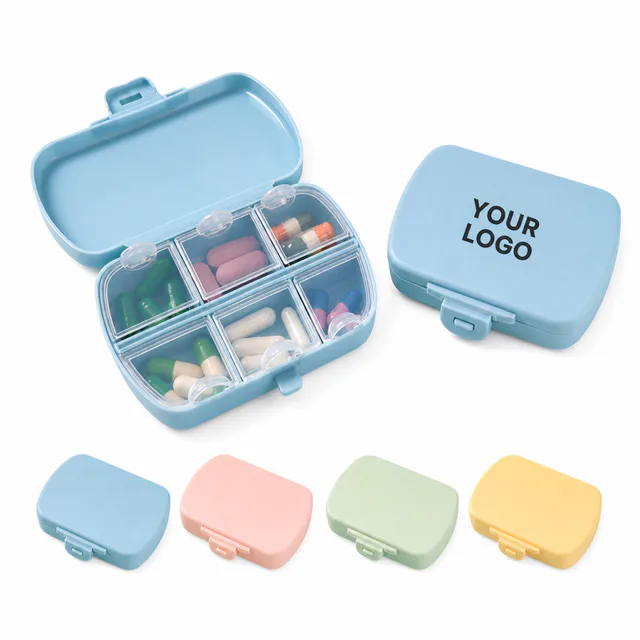 Portable Pill Organizer With Separate Compartments For Travel And Office