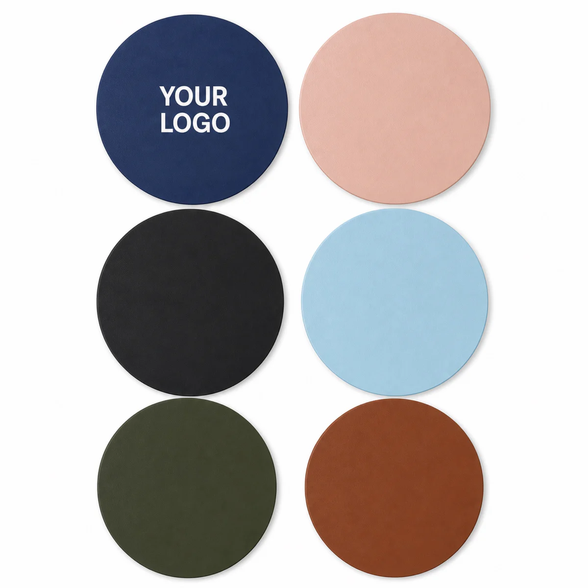 Custom PU Leather Round Mouse Pad For Office And Gaming
