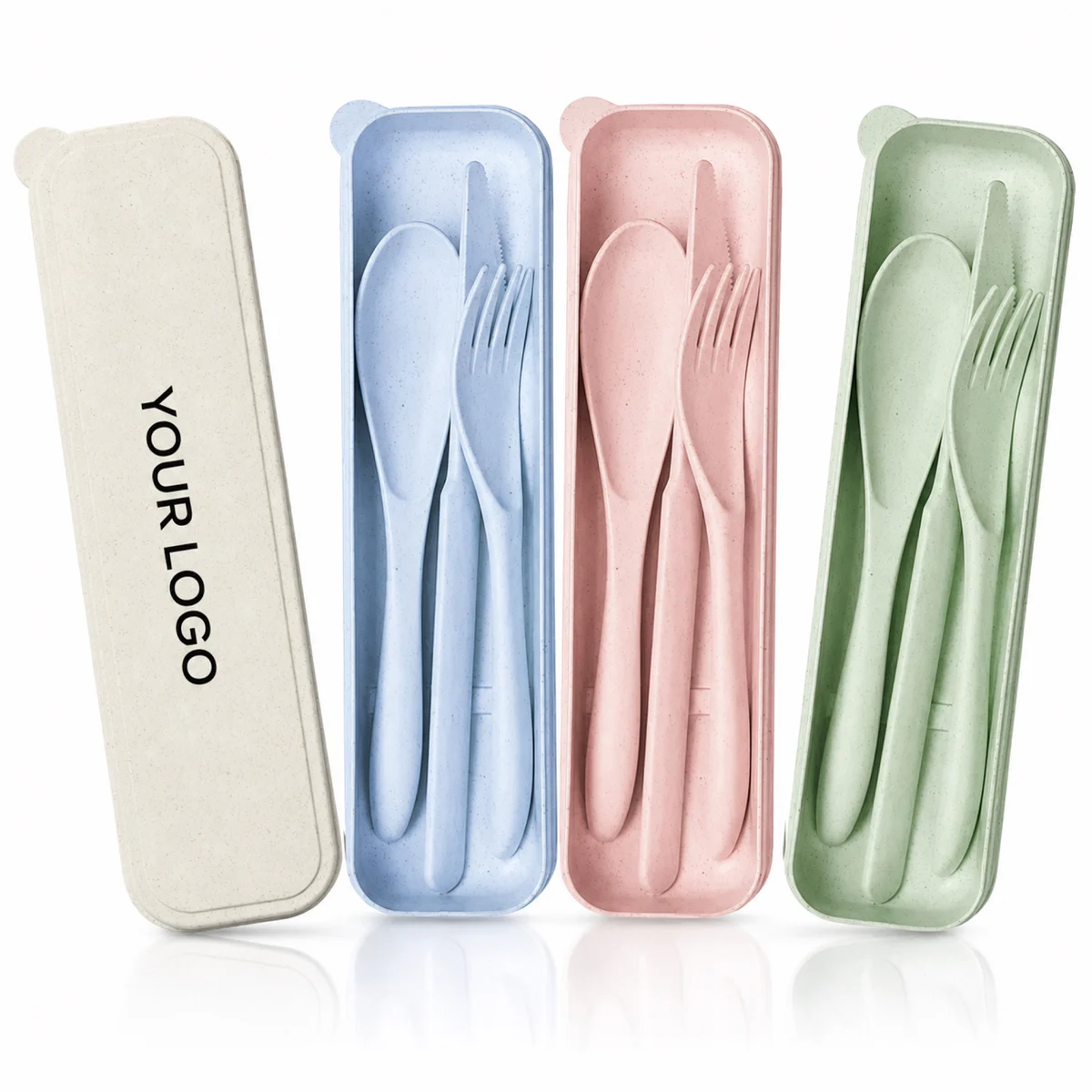 Eco-Friendly Wheat Straw Cutlery Travel Set With Portable Storage Case