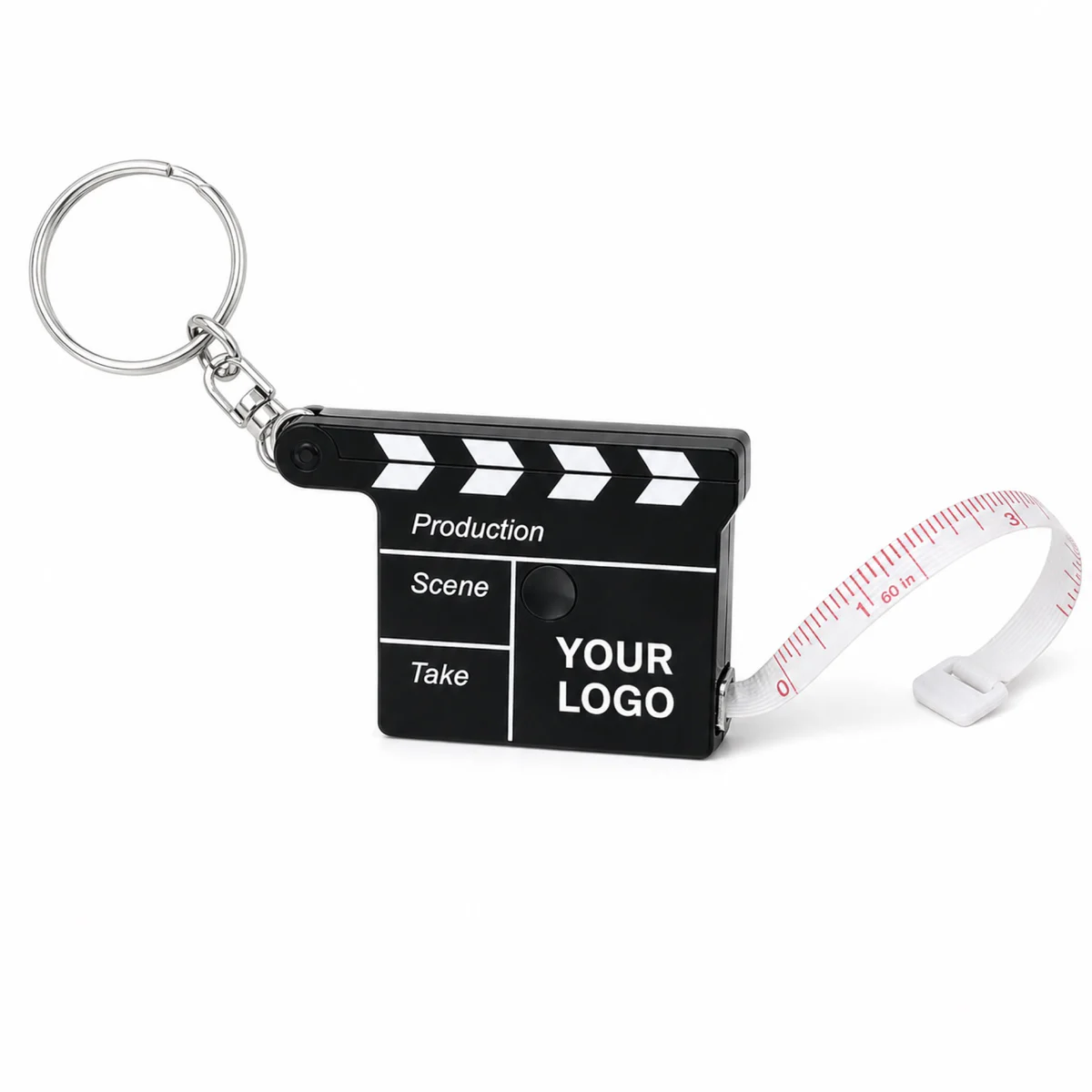 Movie Clapboard Shaped ABS Plastic Tape Measure Keychain With 59 Inch Fabric Tape