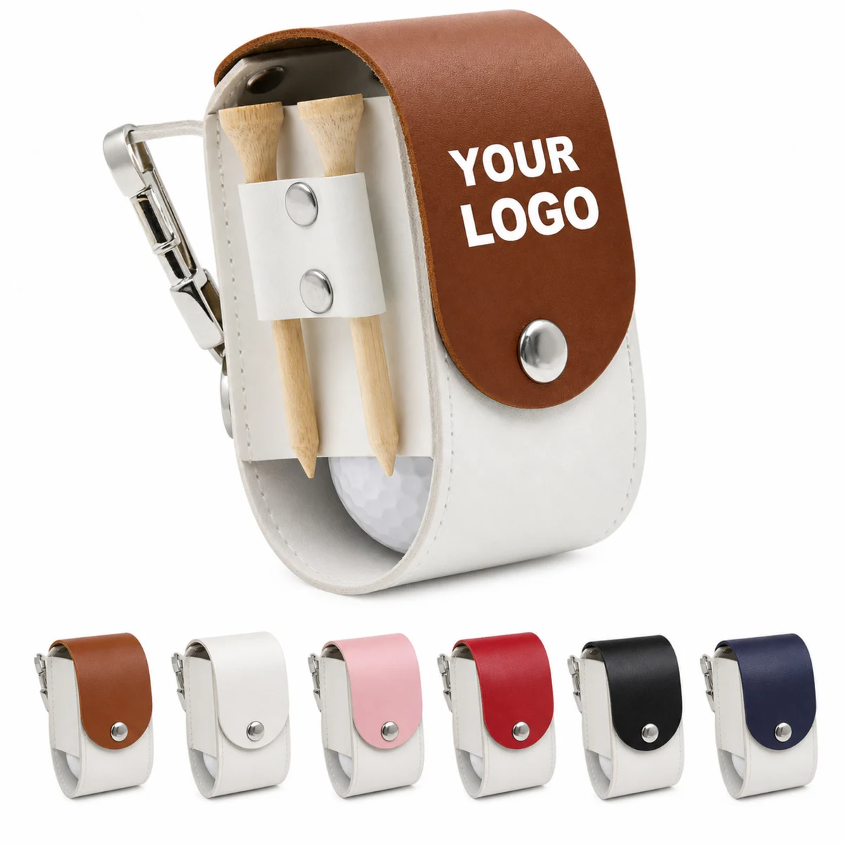 Portable PU Leather Golf Ball Ditty Bag With Belt Clip