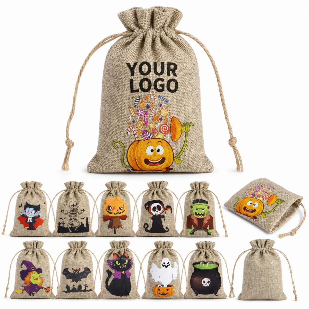 Custom Linen Drawstring Gift Bag Jewelry Pouch
