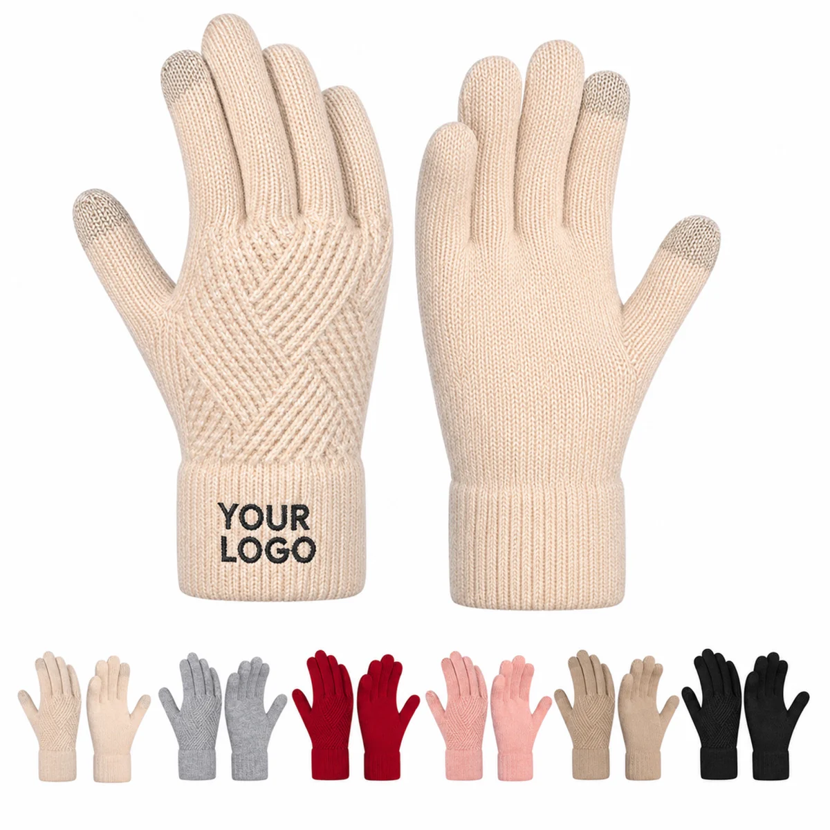 Touch Screen Plush Knitted Warm Acrylic Gloves