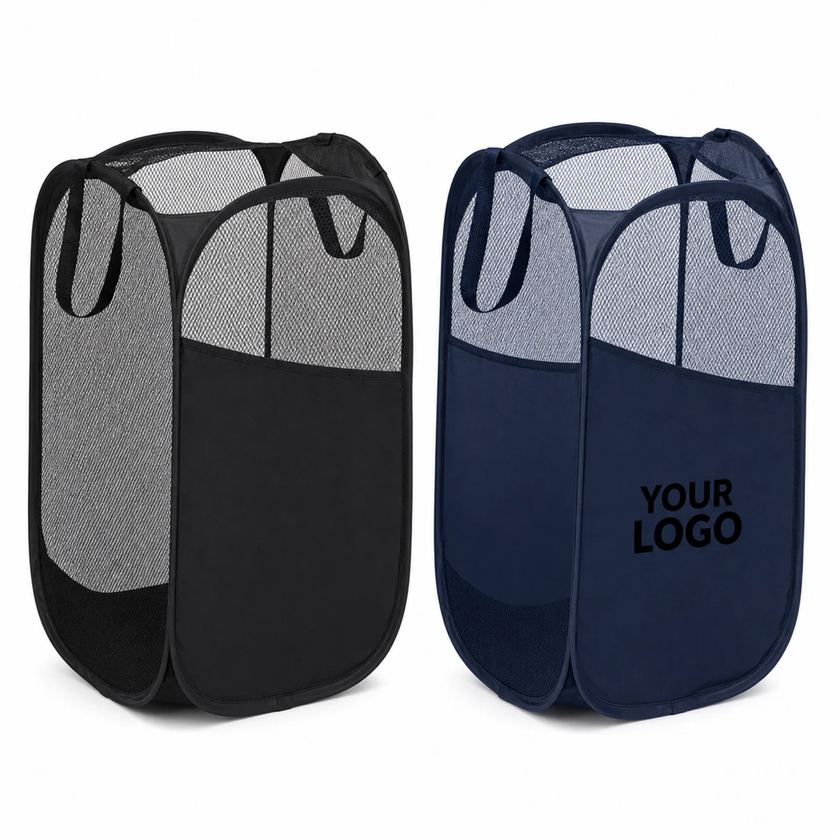 Collapsible Polyester Mesh Laundry Basket With Carbon Steel Frame