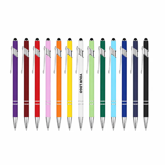 Aluminum Retractable Ballpoint Pen With Stylus Tip